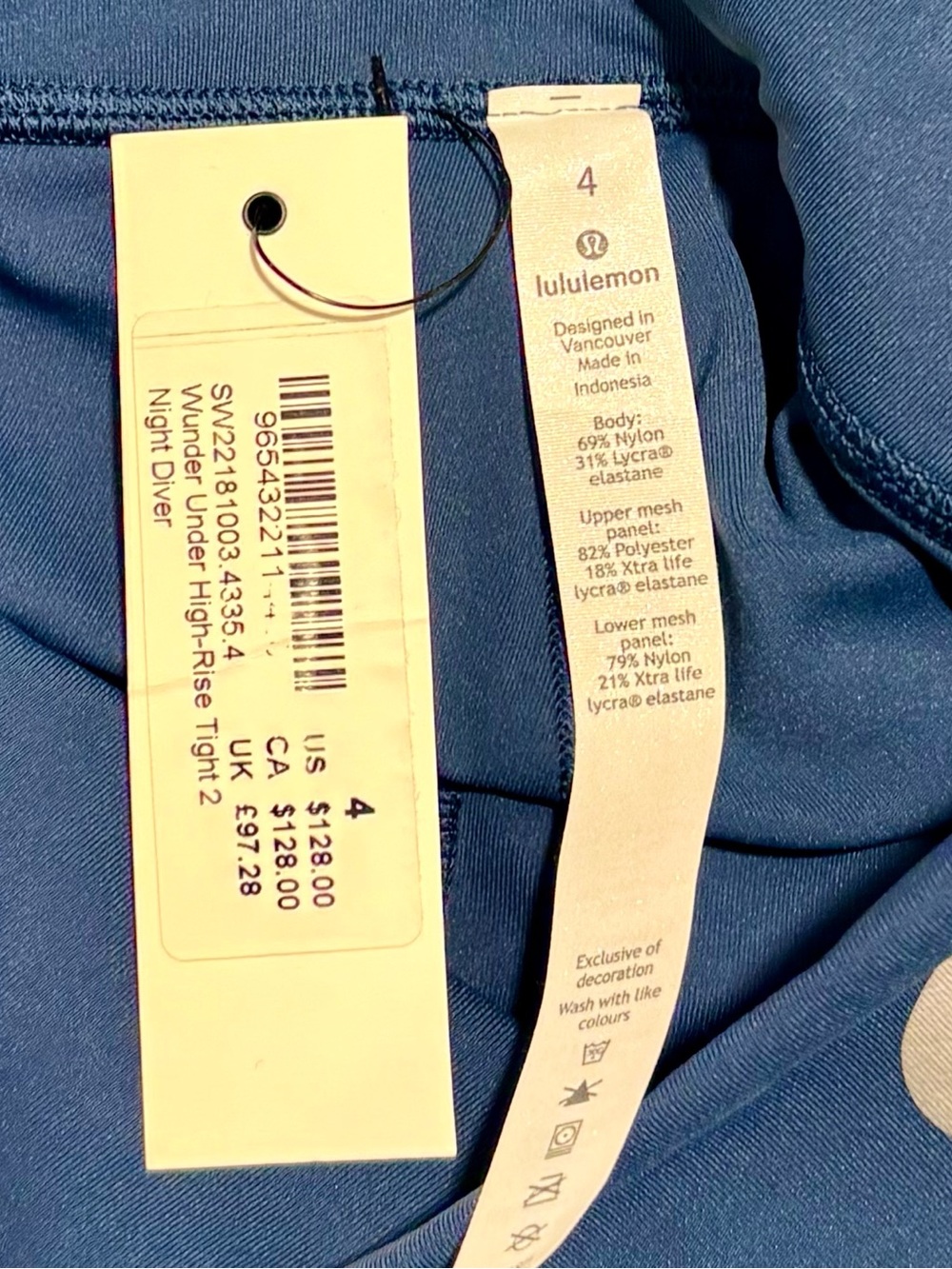 New Lululemon Peleton Collab Blue Skull Active Leggings 4 - Picture 6 of 6